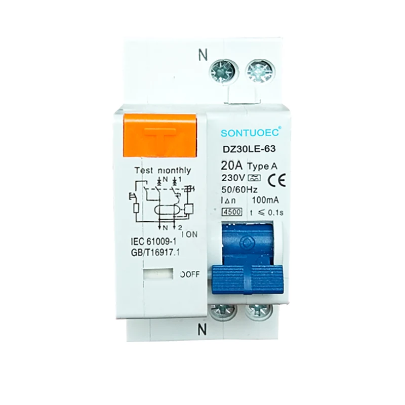 1p+n tipo eletrônico RCBO